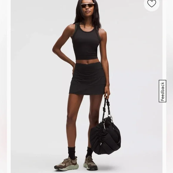 LULULEMON Pace Rival Mid Rise Skirt Black Womens Size 12 Built In Shorts Active - Picture 2 of 10